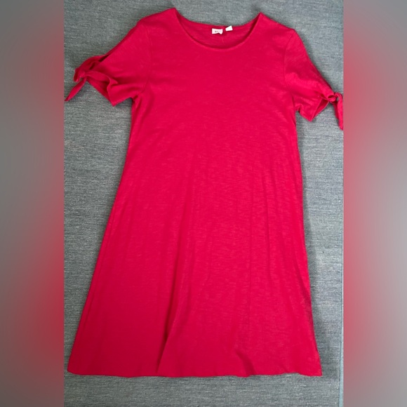 GAP Soft Spun Tie Short Slit Sleeve Swing Dress Slipper Red Size M - Picture 8 of 15